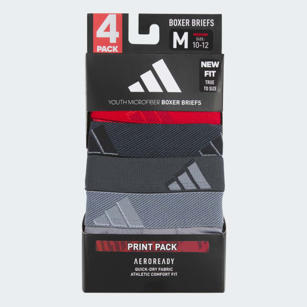 Red Youth Microfiber Graphic 4-Pack Boxer Briefs