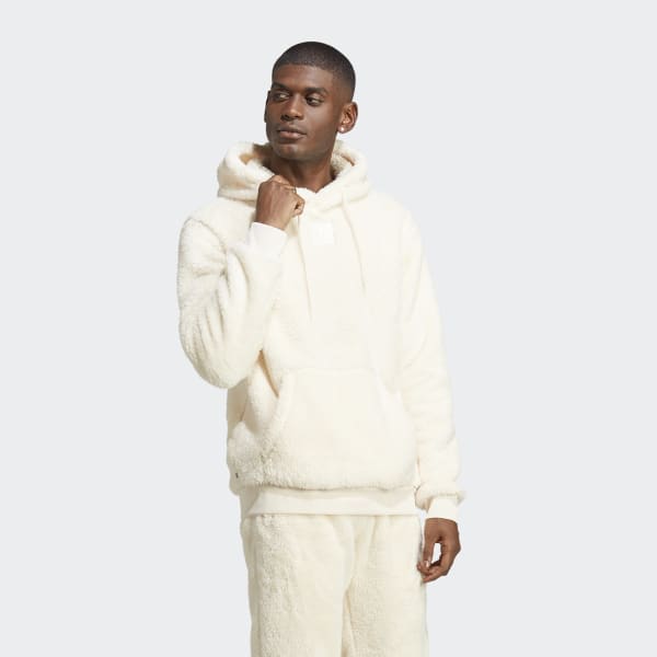 adidas Essentials+ Fluffy Fleece Hoodie - White