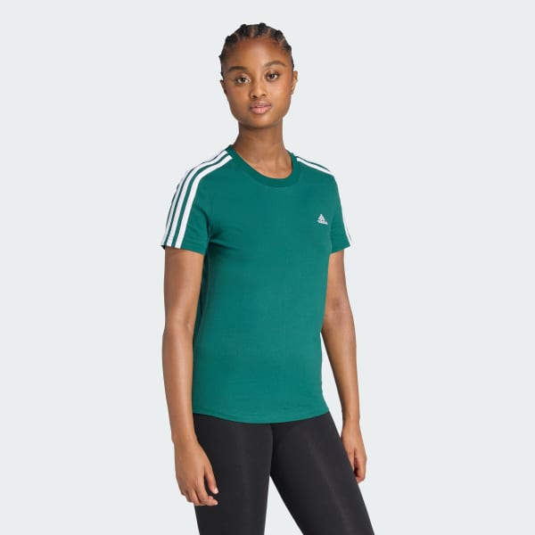 Green Essentials Slim 3-Stripes Tee