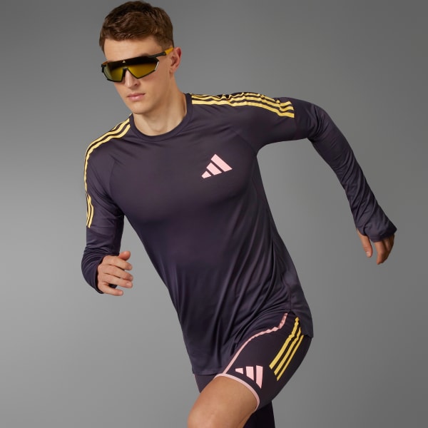 adidas Adizero Promo Running Long Sleeve Tee Purple adidas India