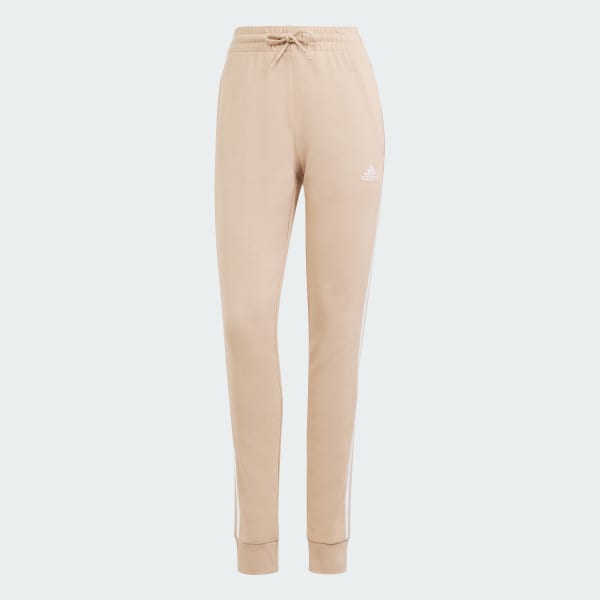 adidas Essentials 3-Stripes French Terry Cuffed Pants - Beige | Free ...