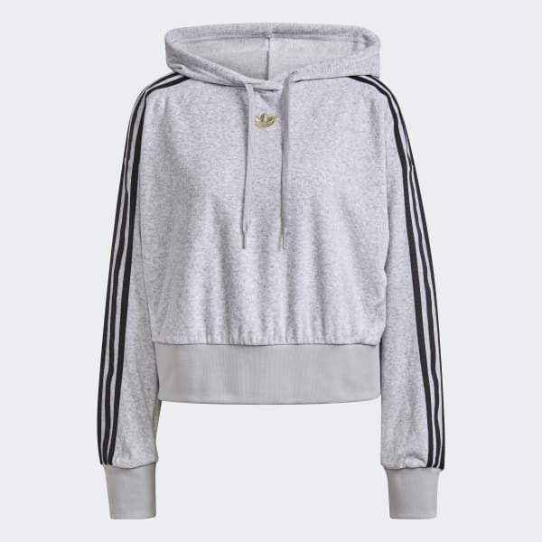 Grey adidas cropped hoodie clearance