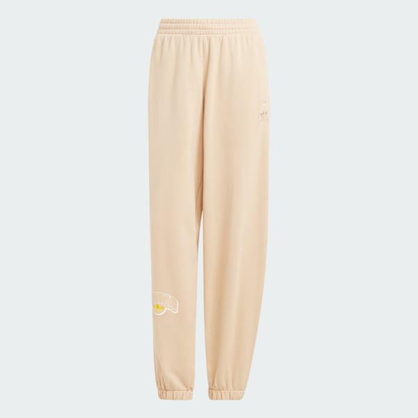 Beige Pantalón Deportivo Corte Holgado