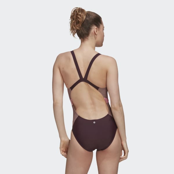 Red 3-Stripes Colorblock Swimsuit SU601