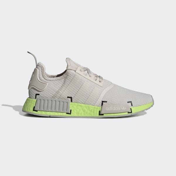 Men's NMD R1 Beige and Neon Green Shoes 
