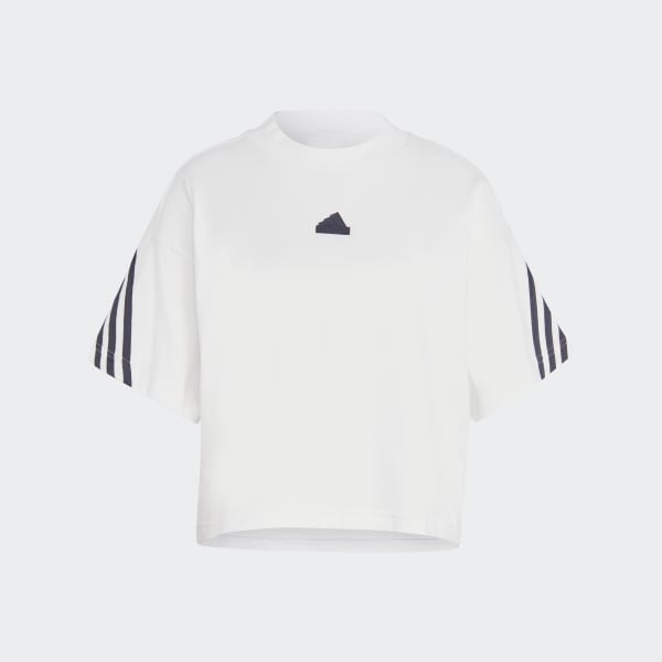 Weiss Future Icons 3-Streifen T-Shirt