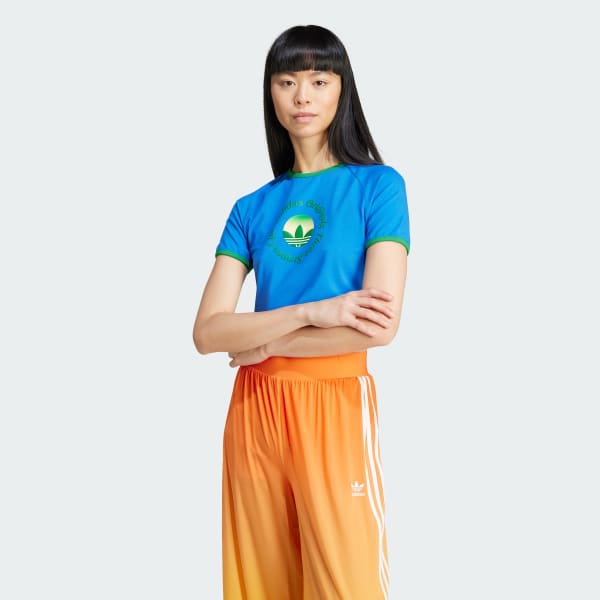 สีน้ำเงิน เสื้อยืดพิมพ์ลาย adidas Originals