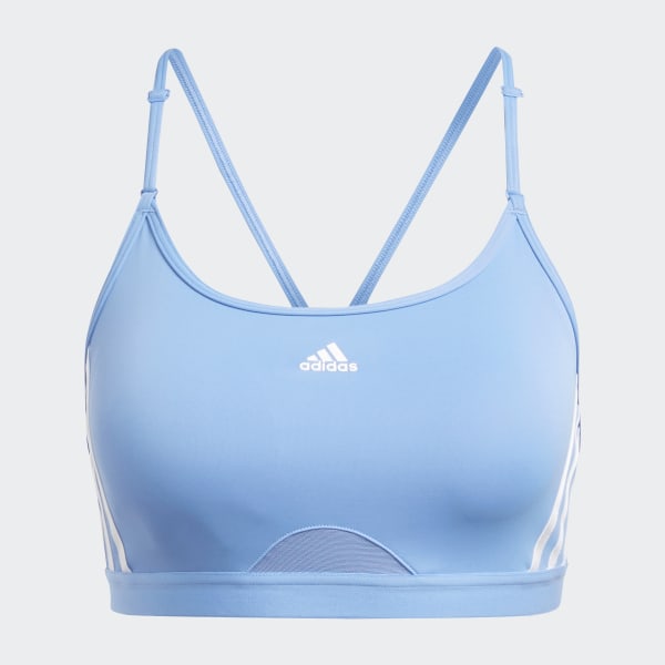 Niebieski adidas Aeroreact Training Light-Support 3-Stripes Bra