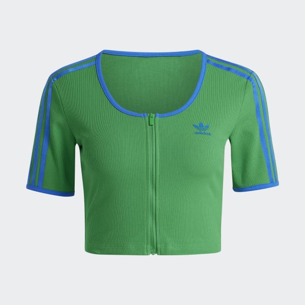 ◆adidas◆ 3S Crop Long Sleeve Tee Green IR8136 CLOTHING - 3-Stripes Cropped Long Sleeve Tee - Green