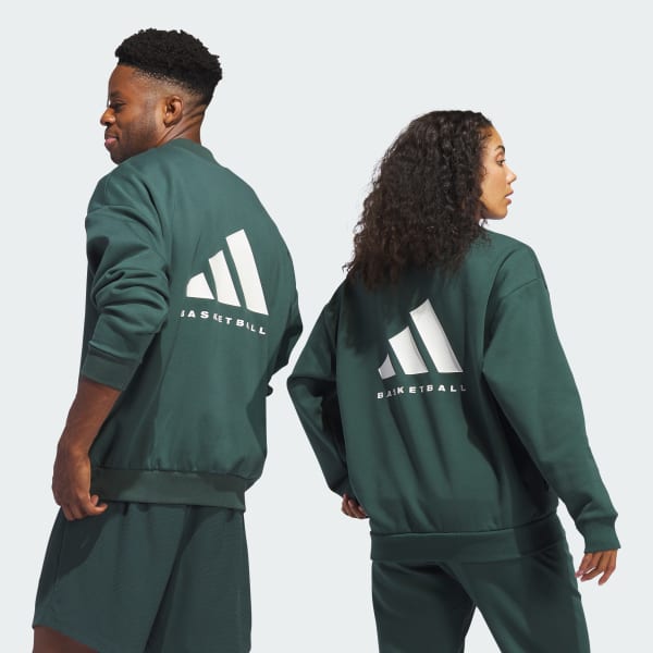 Blusa Moletom adidas Basketball 001 Crew Verde adidas adidas