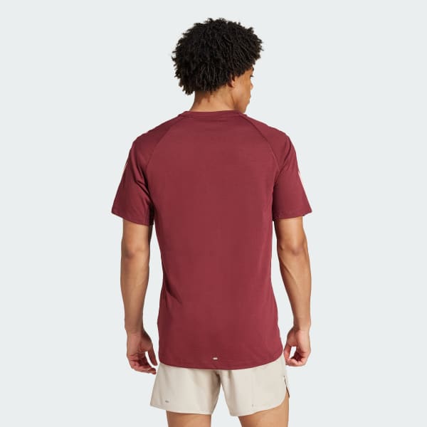 Burgundy Own the Run 3-Stripes T-Shirt