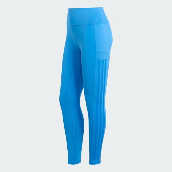 Blue Optime Workout 3-Stripes 7/8 Leggings 
