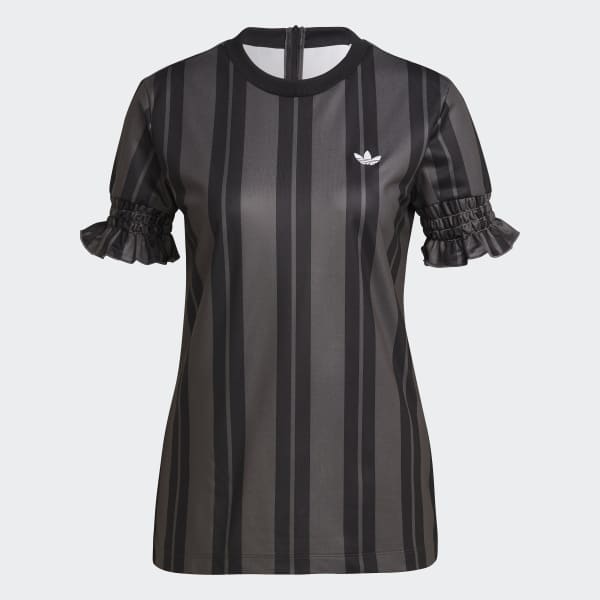 Grey Puffy Sleeve Stripe Tee JKX83