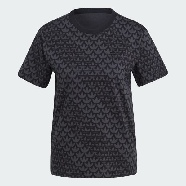 cerná Trefoil Monogram T-Shirt