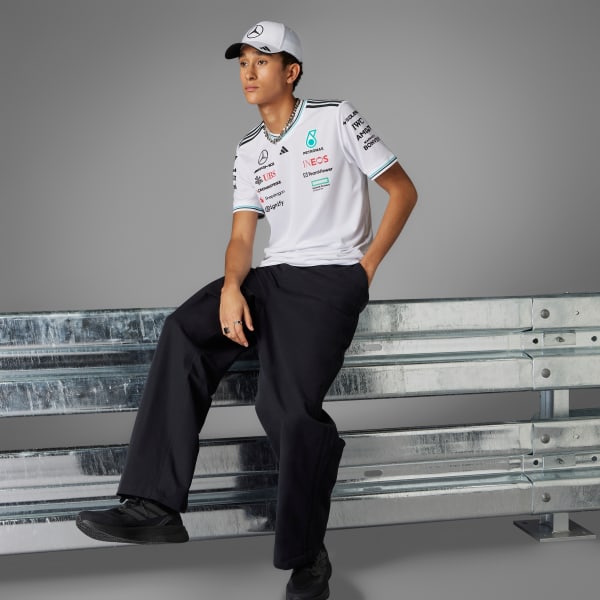 Hvid MERCEDES - AMG PETRONAS FORMULA ONE TEAM DRIVER AUTHENTIC TRØJE