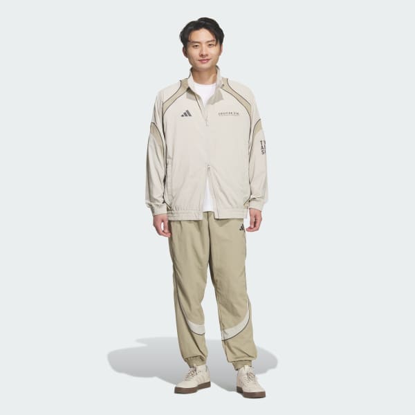 ベージュ BRAND LOVE ルーズフィット ライトウーブン フルジップジャケット