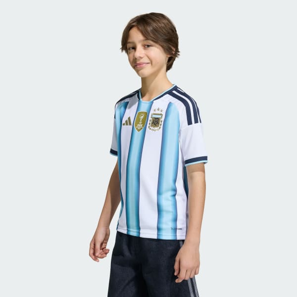 White Argentina 26 Home Jersey Kids