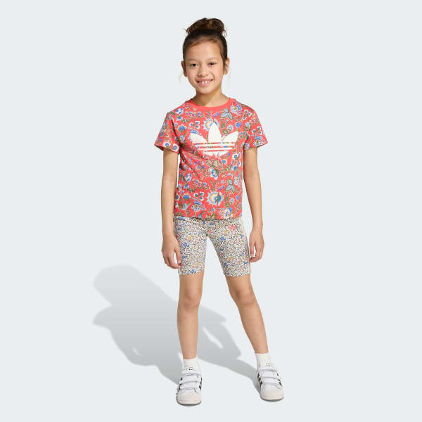 Rojo Conjunto camiseta y mallas cortas adidas Originals x Liberty London (Niños)
