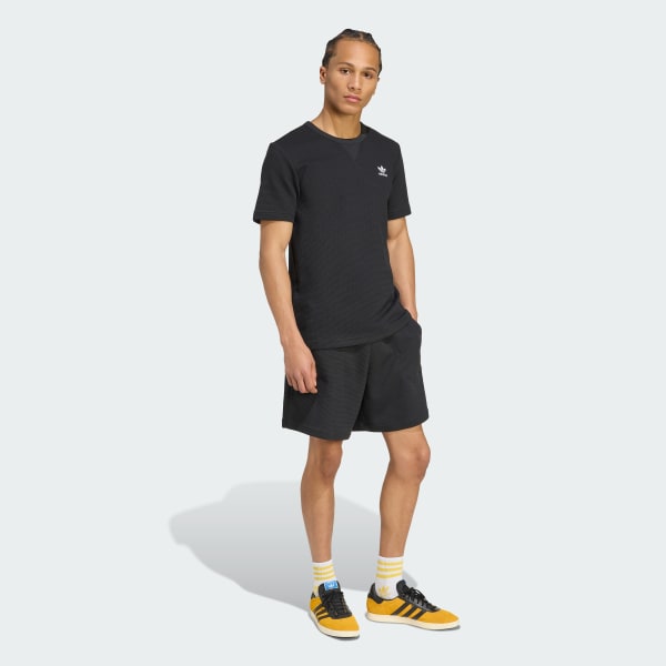 Negro Camiseta Trefoil Essentials Waffle