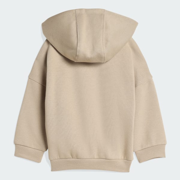 Beige ENSEMBLE HOODIE OVERSIZE ET PANTALON À OURLETS OUVERTS