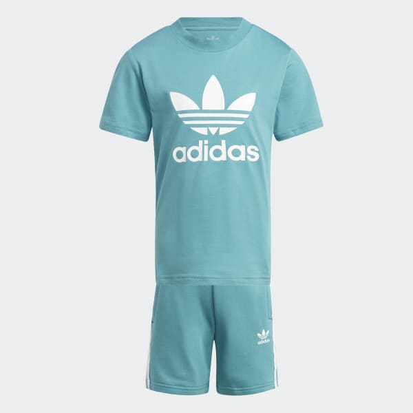 Turquoise Adicolor Shorts and Tee Set