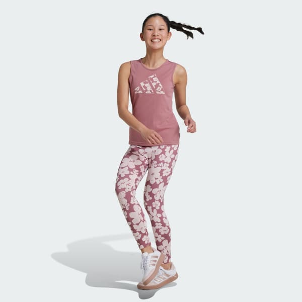 Pink Train Essentials Seasonal Printed High Waisted 7/8 Training Leggings Kids