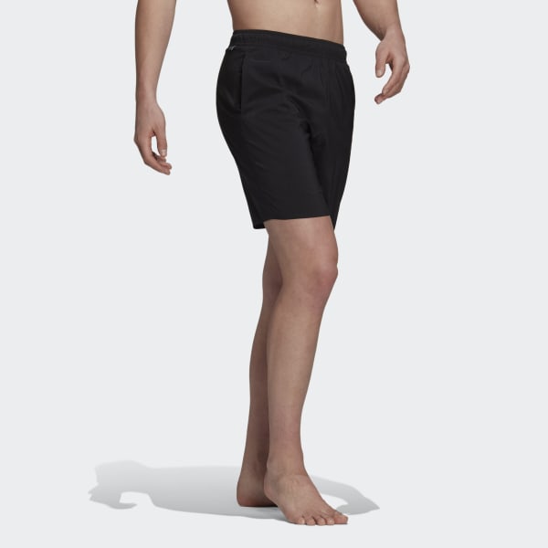 Black Classic-Length Solid Swim Shorts