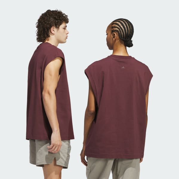 Weinrot adidas Basketball Sleeveless T-Shirt – Genderneutral