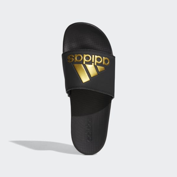 black gold adidas slides