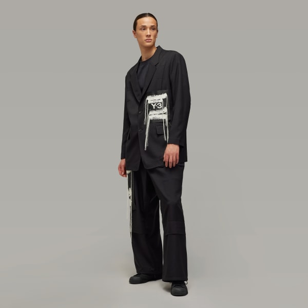 adidas Y-3 Sport Uniform Patch Blazer - Black | Free