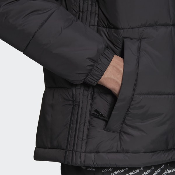 Black Padded Stand-Up Collar Puffer Jacket JJW78