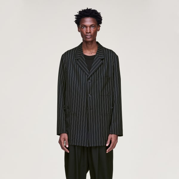 ブラック Y-3 PINSTRIPE REFINED WOOL CHORE COAT