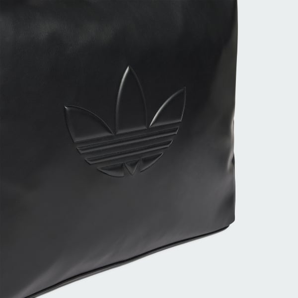 Black Polyurethane Shopper Bag Outline Trefoil