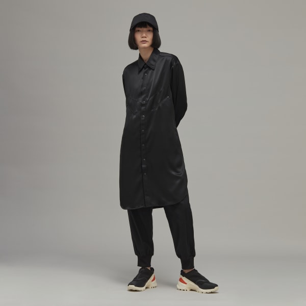 Black Y-3 Classic Tech Silk Shirt Dress QF679