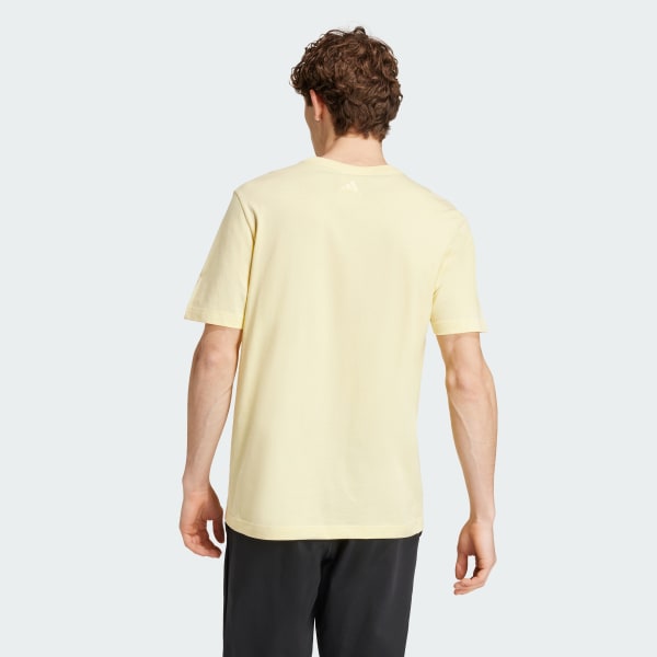 Yellow Essentials Single Jersey Linear Embroidered Logo Tee
