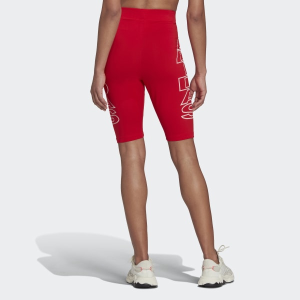 Red Mid-Waist Letter Short Tights