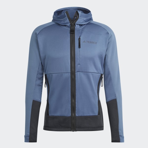 Blue Terrex Tech Flooce Hooded Hiking Fleece Jacket