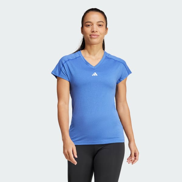 Azul Camiseta Minimalista AEROREADY Train Essentials Cuello en V