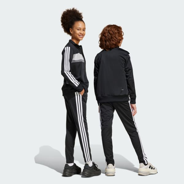 adidas Seasonal Essentials Tiberio 3 Stripes Tricot Track Suit Kids Black adidas UK