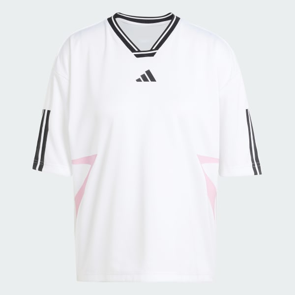 biela Tričko Tiro Cut 3-Stripes Colorblock Boyfriend