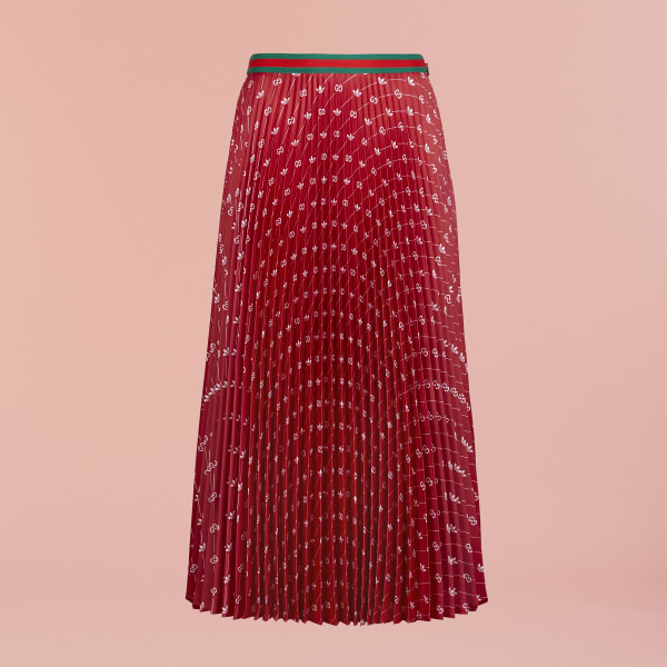 Red adidas x Gucci Satin Pleated Skirt BUI06