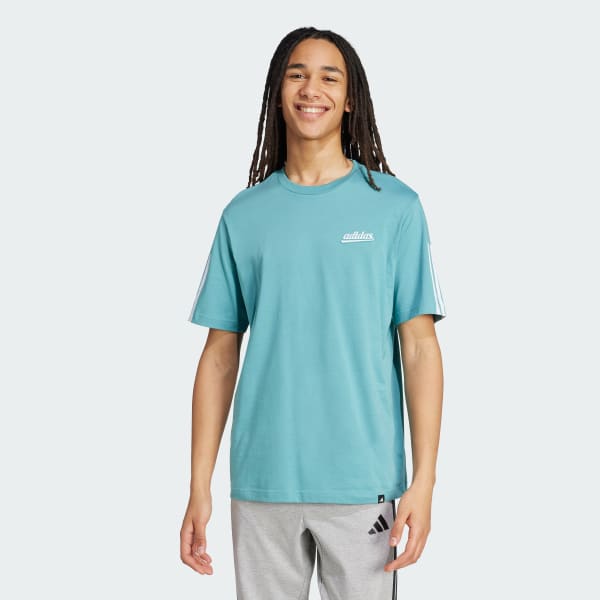 Turquesa Camiseta Estampada Color Script