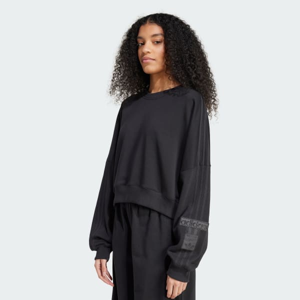 Preto Moletom Cropped Adibreak Adicolor Crewneck