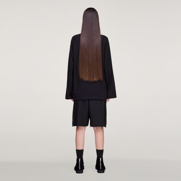 Zwart Y-3 Sport Uniform Raw Cut 3-Stripes Short