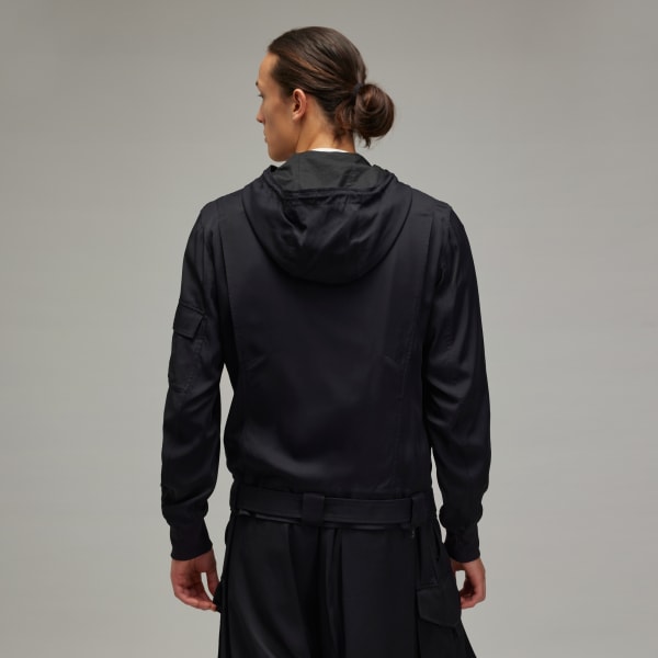 Sort Y-3 Rayon Twill Hooded overdel