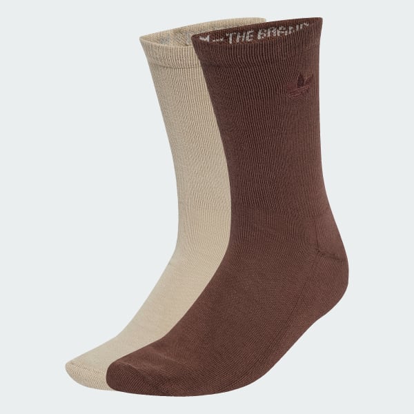 Beige Two-Toned Crew Socken, 2 Paar