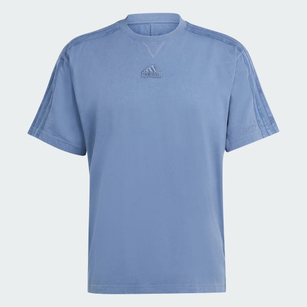 Azul Playera ALL SZN 3 Franjas Garment Wash