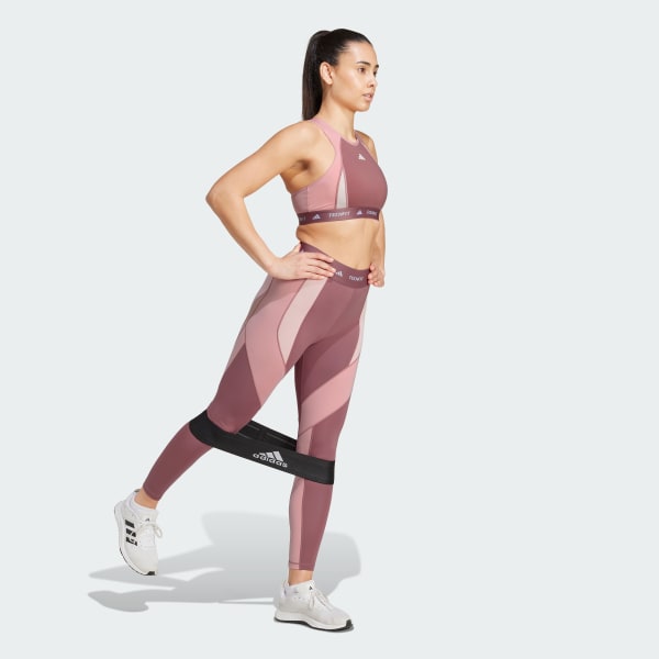 Adidas Women s Techfit 7 8 Colorblock Leggings Red Size Small
