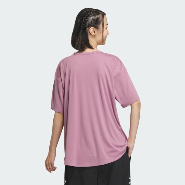 ピンク シーズナル スポーツウェア ルーズフィット ダブルニット リラックス半袖Tシャツ