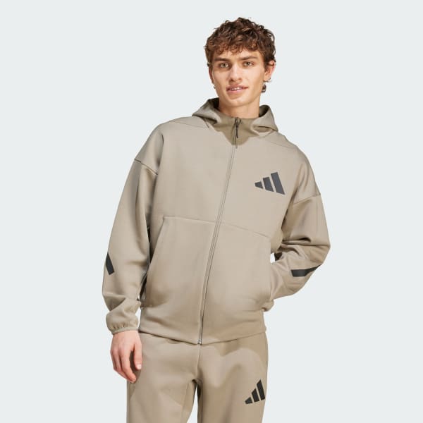 adidas Z.N.E. Full-Zip Kapüşonlu Üst - Kahverengi | adidas Türkiye